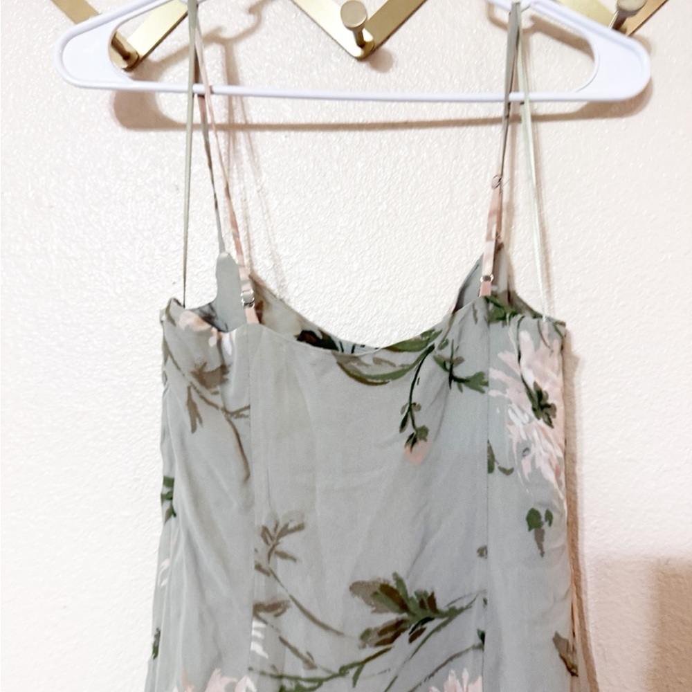 Reformation Catana Floral Georgette Drop Waist Maxi Dress Pergola Green Size 2 - Picture 11 of 12
